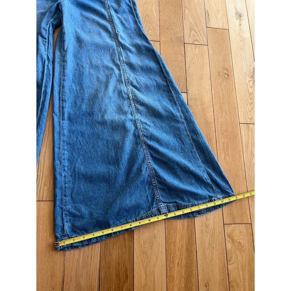 Free People Juniper Wide Leg Palazzo Denim Jeans Mid Rise Womens Size 28 - Picture 4 of 9